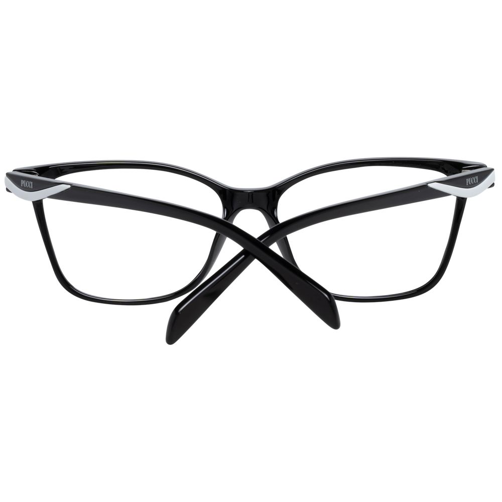 Emilio Pucci black women optical frames with 55-15-140 size, plastic frame material, full-rim style, 140mm temples length
