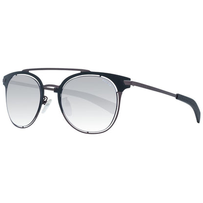 Police Black Men Sunglasses with Round Grey Mirrored & Gradient Lenses