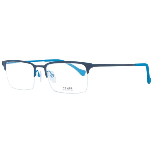 Police Blue Men Optical Frames with Demo Glasses Lenses