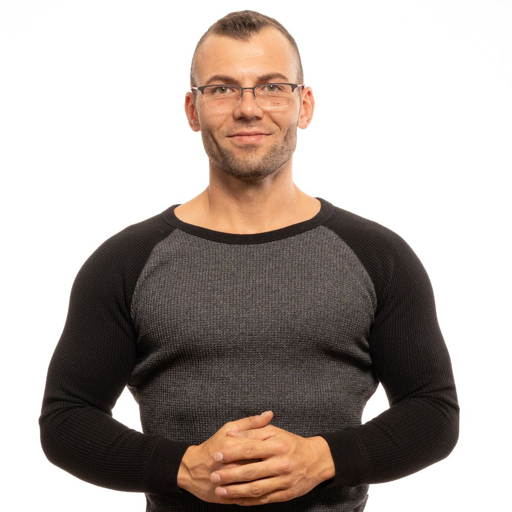 Men's red half-rim optical frames with demo glasses lenses and springless hinges