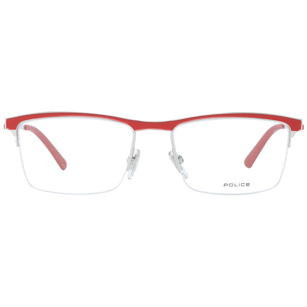 Front view of red men optical frames with bottom-rim style and plastic lenses material