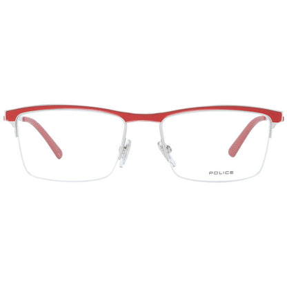 Front view of red men optical frames with bottom-rim style and plastic lenses material