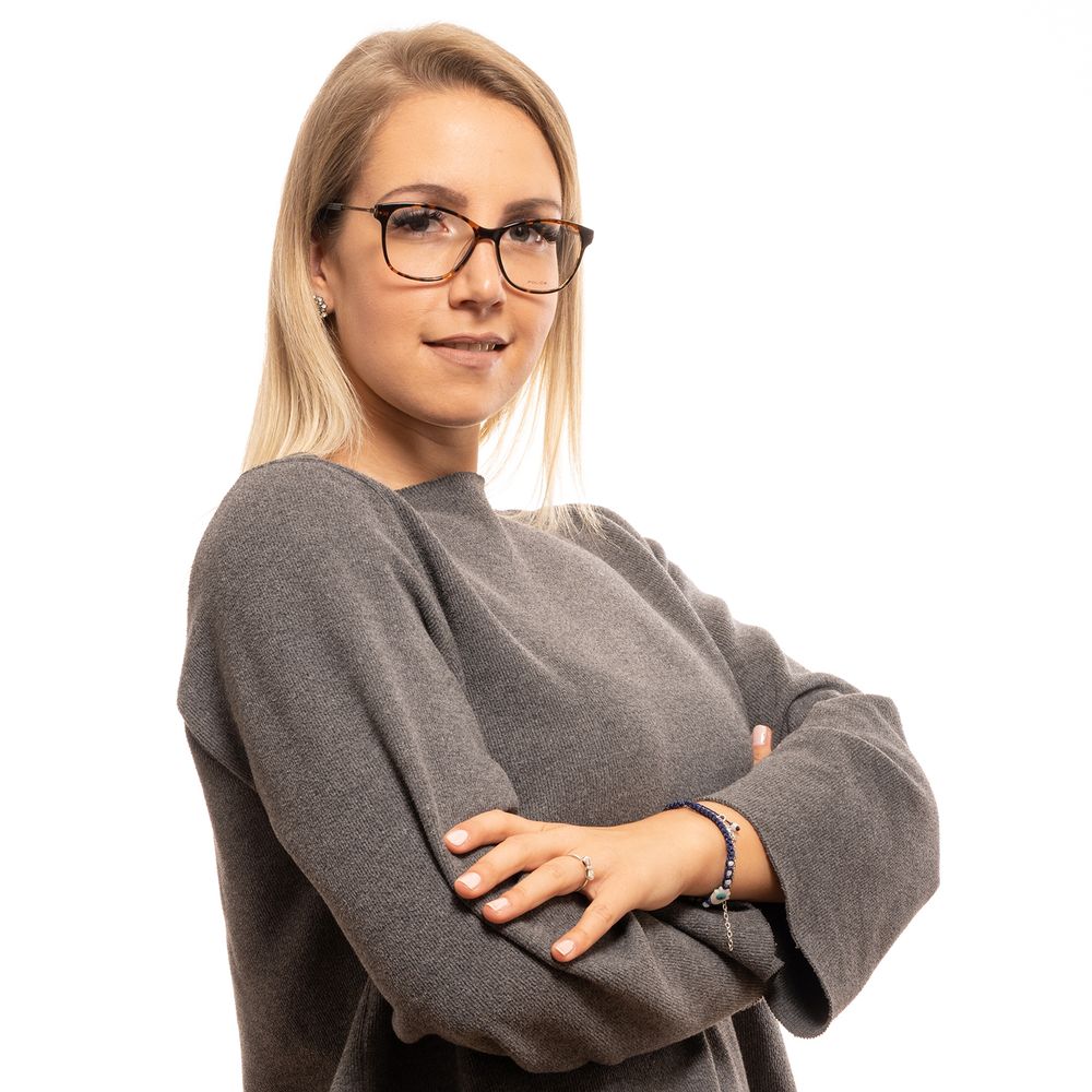  Rectangle style brown women's optical frame with plastic lenses and no extra protection