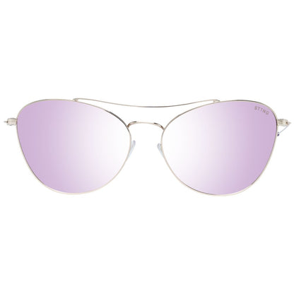 Gold metal frame women's sunglasses with silver mirrored lenses