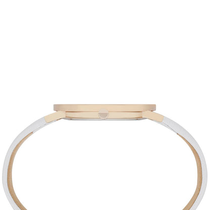 Classic and elegant white women's watch with pearl display color