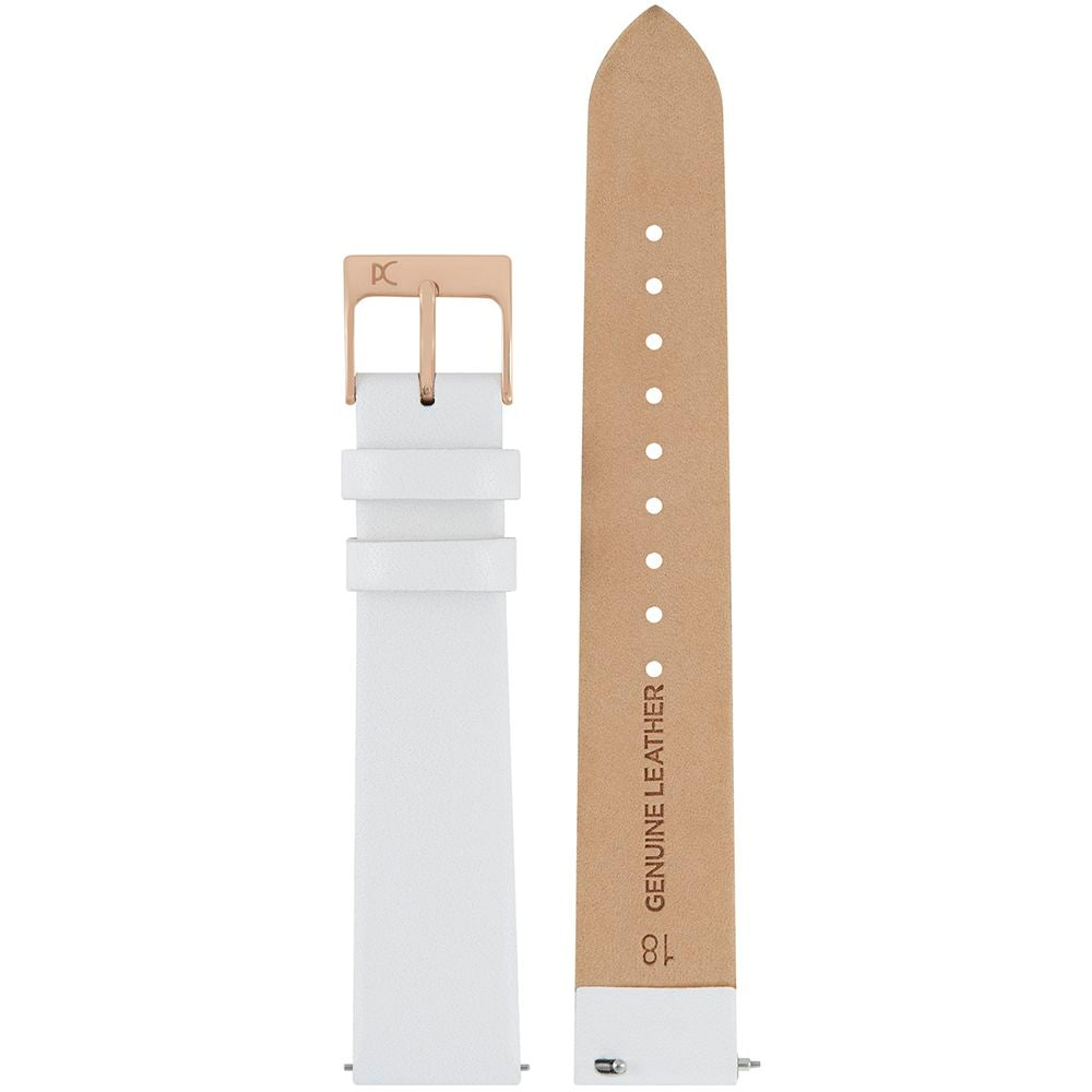 White leather wristband women's watch with pin buckle closure