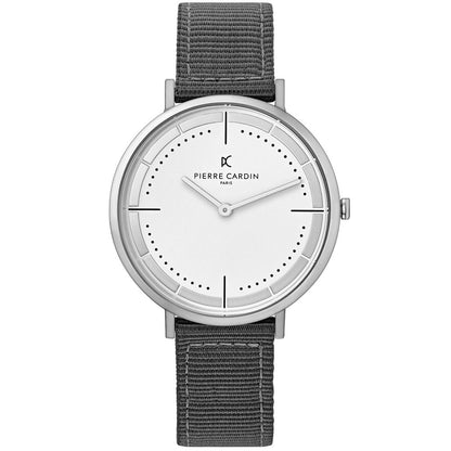 Pierre Cardin Silver Men Watch with grey Textile Fabric wristband