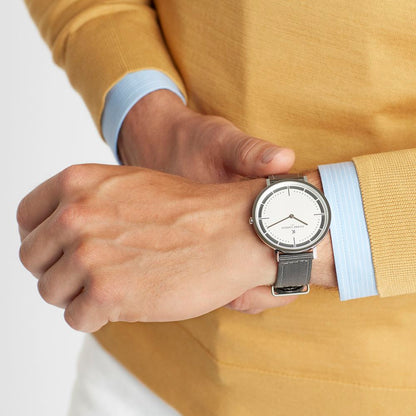 Pierre Cardin Silver Men Watch with stainless steel case and pin buckle closure