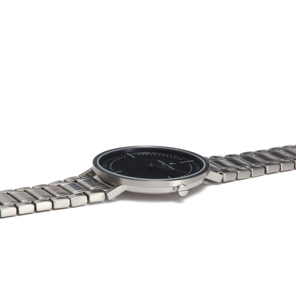 Contemporary style silver men's watch with stainless steel wristband