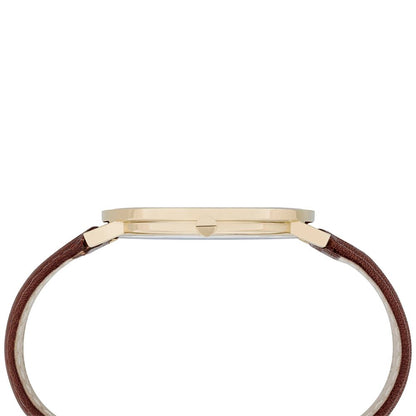 Classic and elegant men's watch with gold case and mineral glass