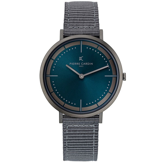 Gunmetal Pierre Cardin Gray Men Watch with Textile Fabric Wristband and Pin Buckle Closure