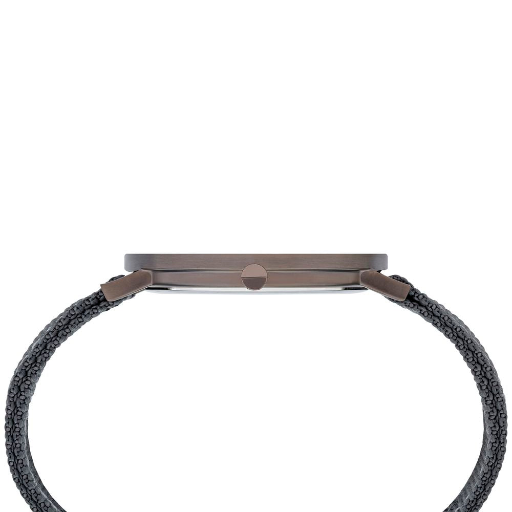 Sporty gray textile fabric wristband men's watch with pin buckle closure