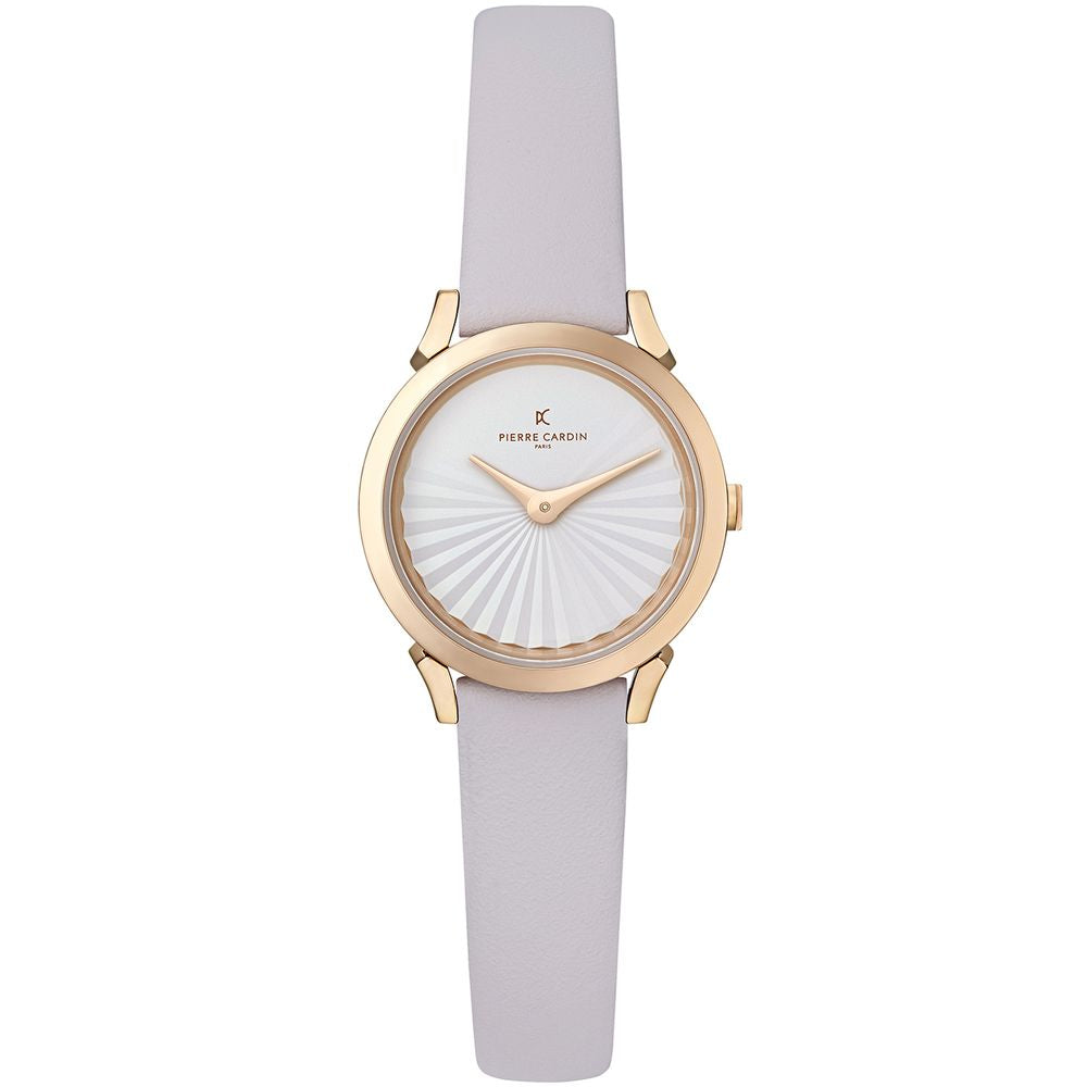 Pierre Cardin Rose Gold Women Watch with Grey Leather Wristband