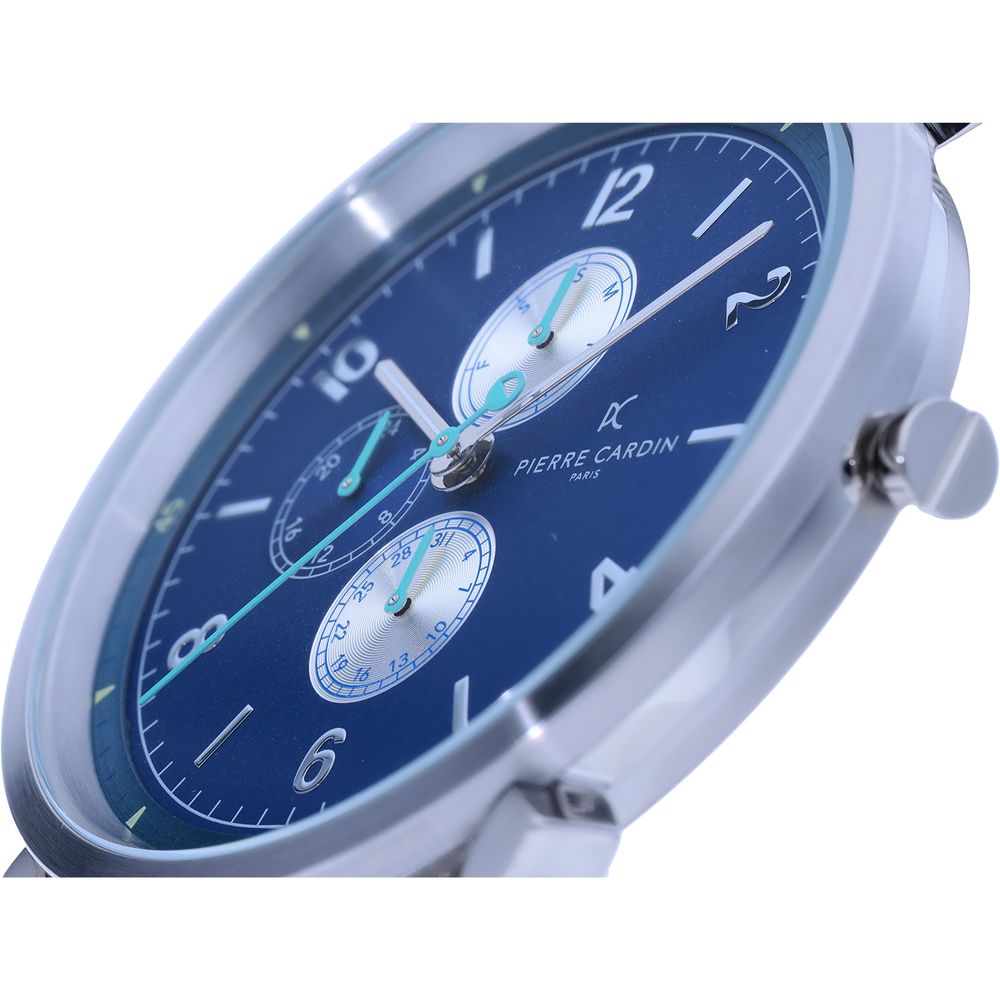 Water-Resistant Silver Men's Watch with Folding Clasp
