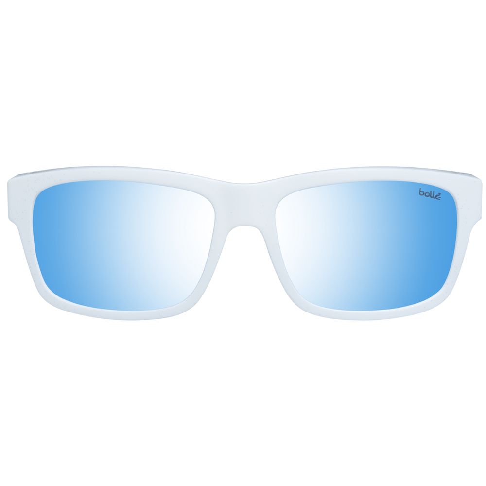 Fashionable and versatile white unisex sunglasses with blue lenses