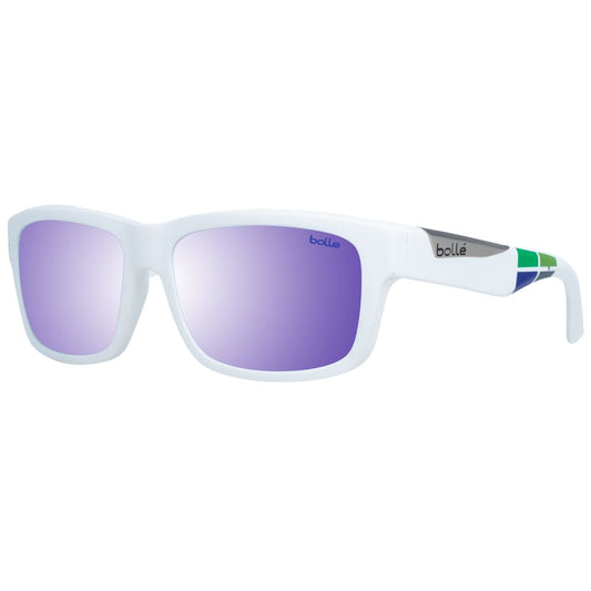 Bolle White Unisex Sunglasses with Green Mirrored Plastic Lenses