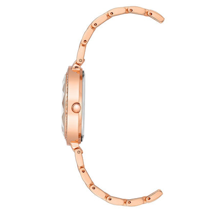 Fashionable Rose Gold Women's Watch with Jewelry Clasp Closure and Mineral Glass