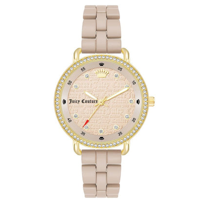 Juicy Couture Gold Women Watch with Quartz Battery Movement and Rhine Stone Facing