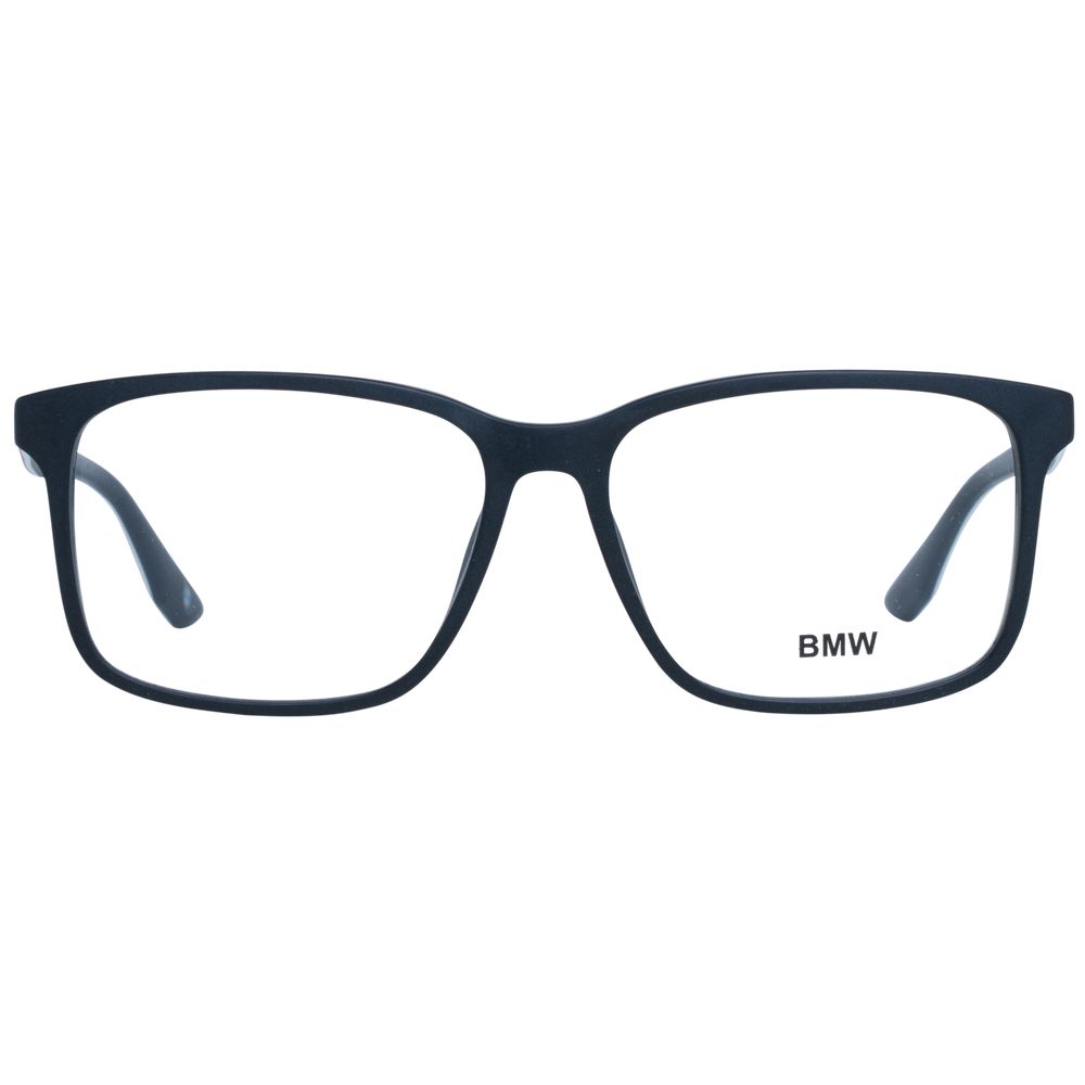 Square style BMW Black Men Optical Frames with Plastic Frame, 55-15-145 size, and Full-Rim rim style