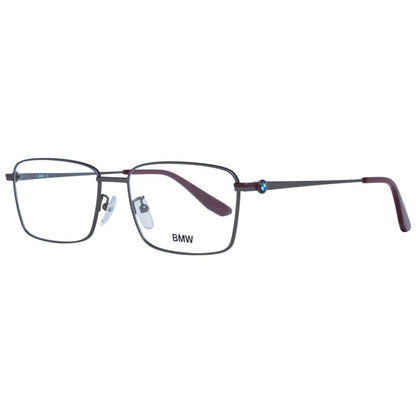 BMW Gray Men Optical Frames with gunmetal metal and plastic frame, demo plastic lenses, trapezium style, and branded case included