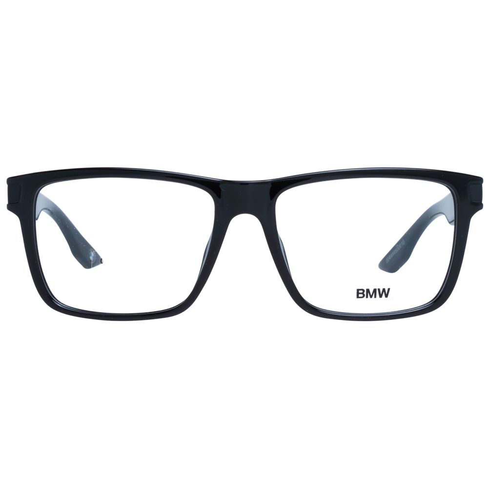 Men's black plastic optical frames with 57-17-140 size and demo glasses
