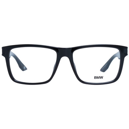 Men's black plastic optical frames with 57-17-140 size and demo glasses