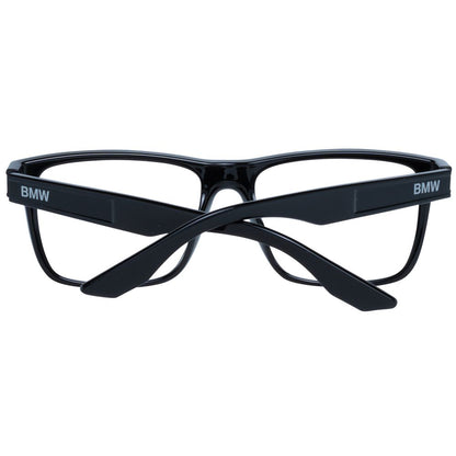 Black plastic optical frames for men with 57mm lenses and branded case