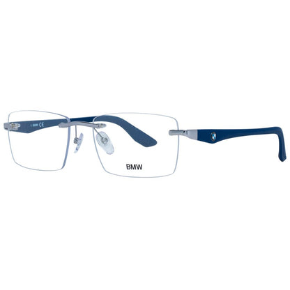 BMW Gray Men Optical Frames with Multicolor Metal & Plastic Frame, Demo Plastic Lenses, and Rimless Rim Style