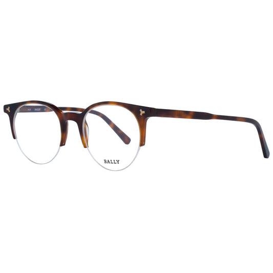 Bally Brown Unisex Optical Frames in Brown Plastic Half-Rim Style