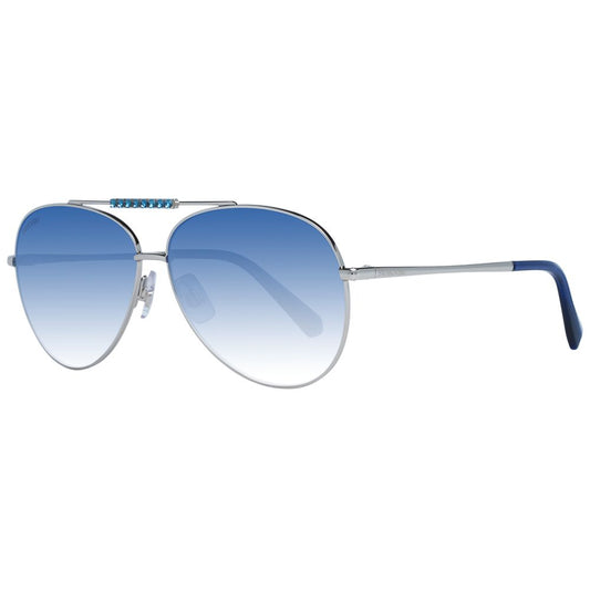 Swarovski Silver Women Sunglasses with blue gradient lenses and full-rim aviator style