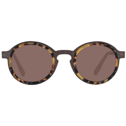 Men's oval style sunglasses with 100% UVA & UVB protection and full-rim bronze frame