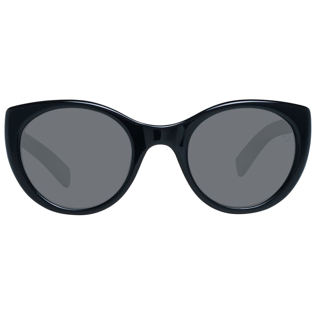 Black Plastic Frame Unisex Sunglasses with Round Grey Polarized Lenses