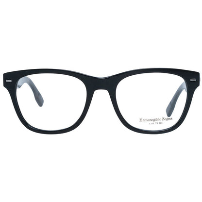 Men's trapezium style black optical frames with plastic lenses