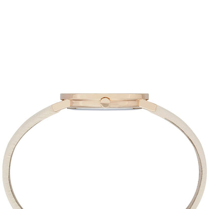 Rose Gold Stainless Steel Case with Beige Leather Wristband