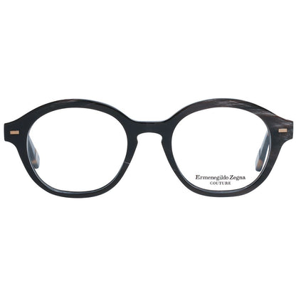 Men's brown horn frame optical glasses with full-rim style