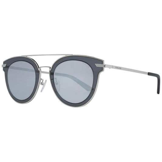 Police Silver Men Sunglasses with round silver mirrored lenses and 100% UVA & UVB protection