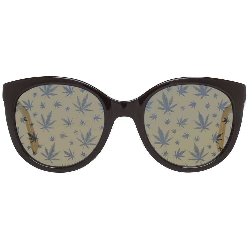 Brown Plastic Butterfly Frame Sunglasses for Women with 54mm Wide Lenses
