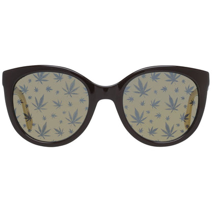 Brown Plastic Butterfly Frame Sunglasses for Women with 54mm Wide Lenses
