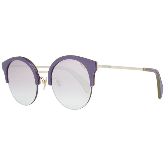 Police Gold Women Sunglasses with metal and plastic frame in round style and mirrored rose gold lenses