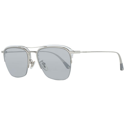 Men's silver square sunglasses with mirrored lenses and 100% UVA & UVB protection