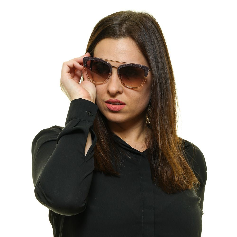 Chic Rose Gold Women's Sunglasses with Brown Gradient Plastic Lenses and 100% UV Protection