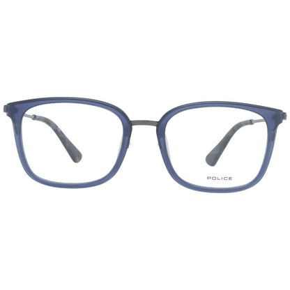 Men's Police Blue Optical Frames with full-rim design and demo plastic lenses
