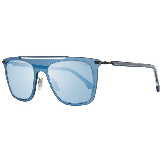 Police Blue Men Sunglasses with Mirrored Plastic Lenses and 100% UV Protection