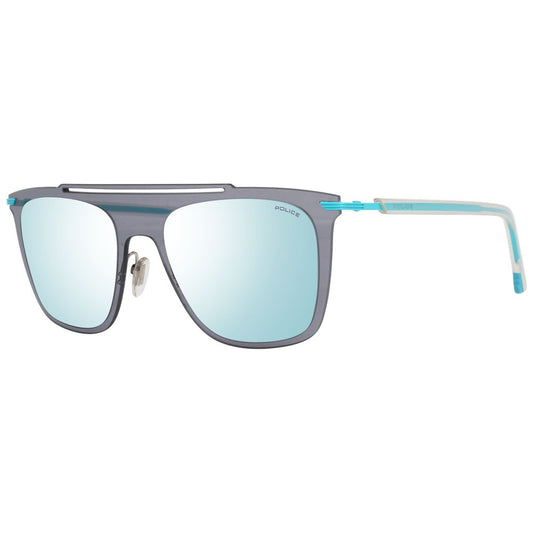 Police Blue Men Sunglasses with Mirrored Grey Plastic Lenses and Metal & Plastic Frame