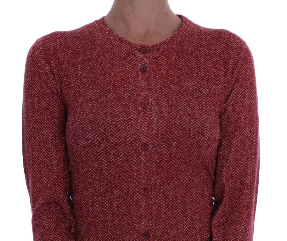 Classic red cardigan sweater showcasing Italian craftsmanship at its best
