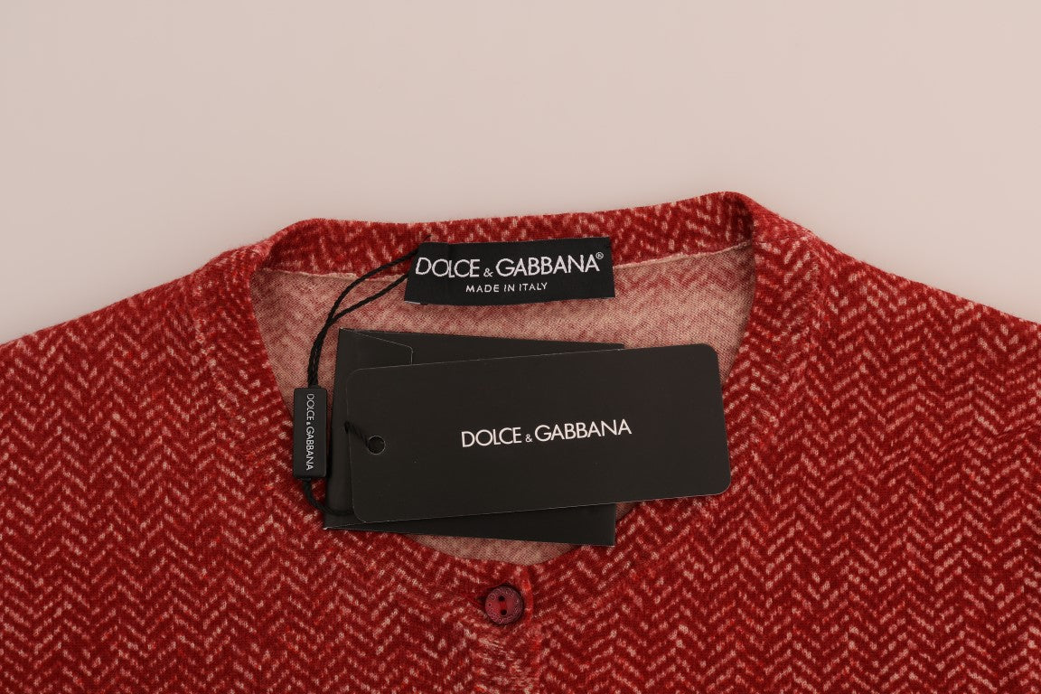 Brand new Dolce & Gabbana red wool cardigan with sleek front button closure