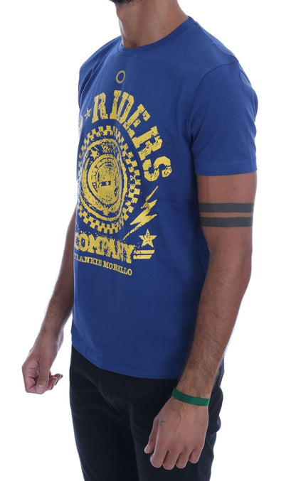 Eye-catching Yellow ‘RIDERS’ motive print on a Blue Cotton Tee
