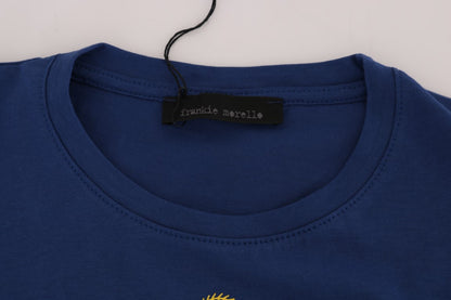 Elevate your everyday ensemble with this stunning Blue Cotton Tee