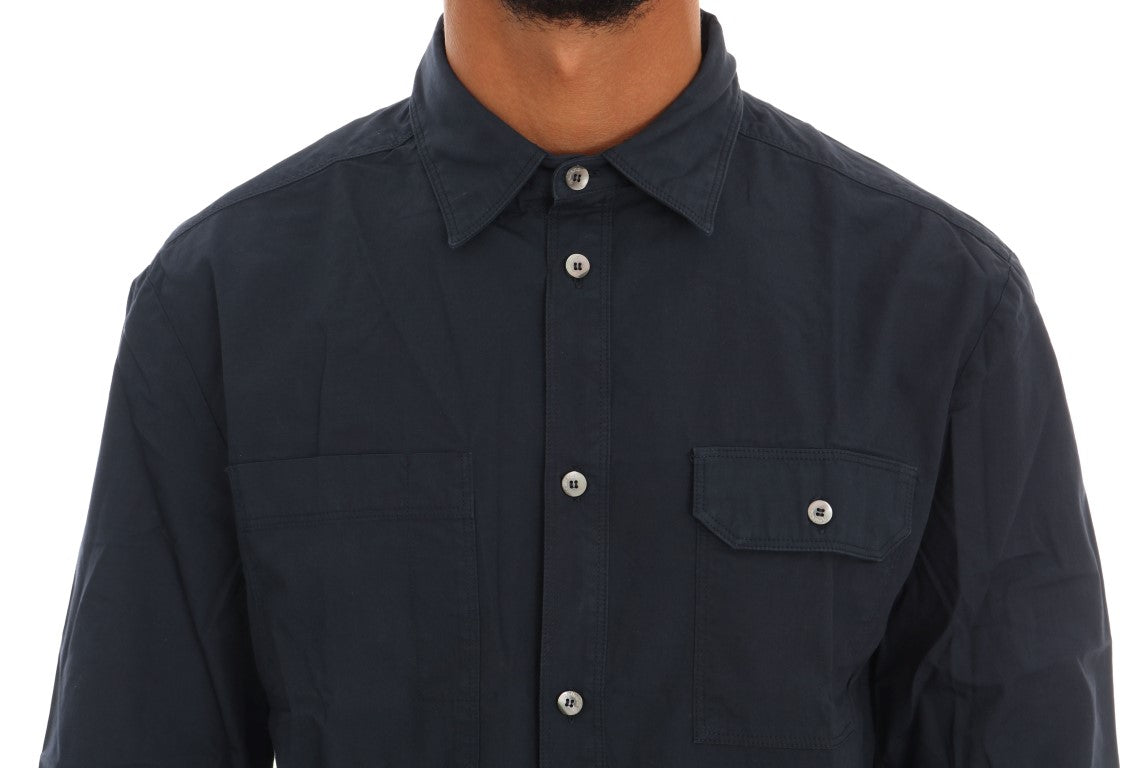 Sophisticated Blue Cotton Casual Shirt from John Galliano