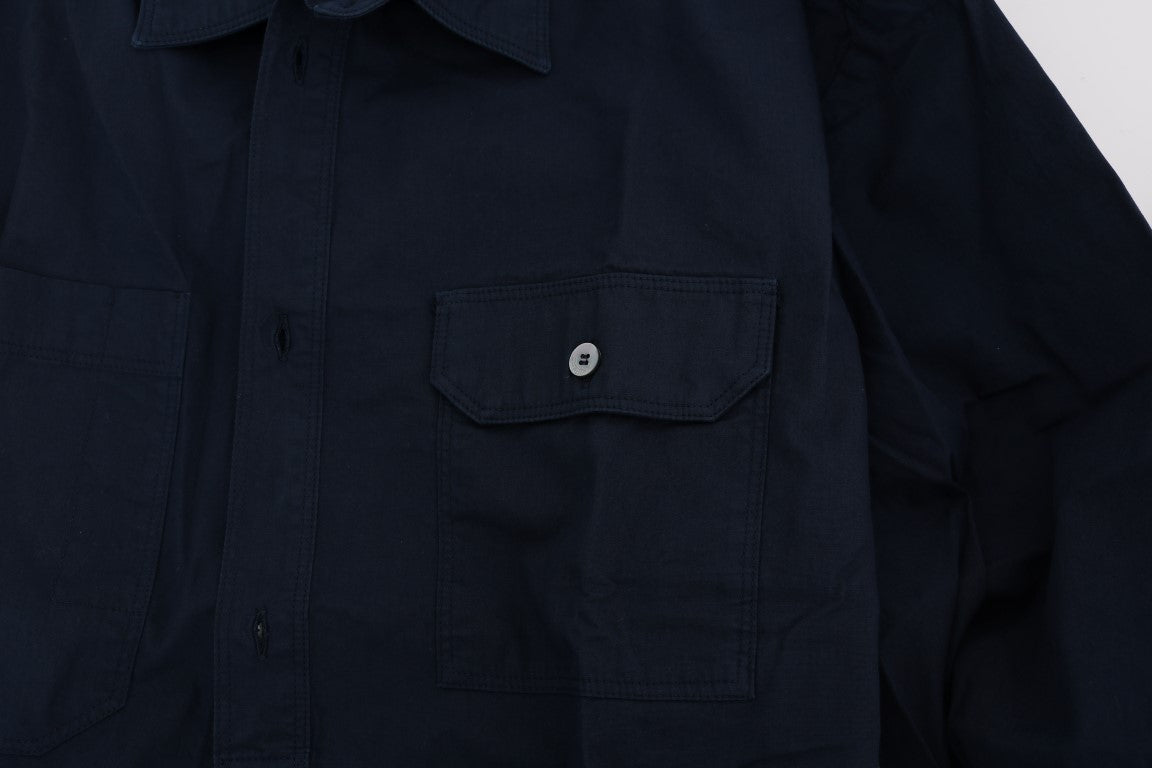 Elegant Blue Cotton Casual Shirt for Any Casual Occasion